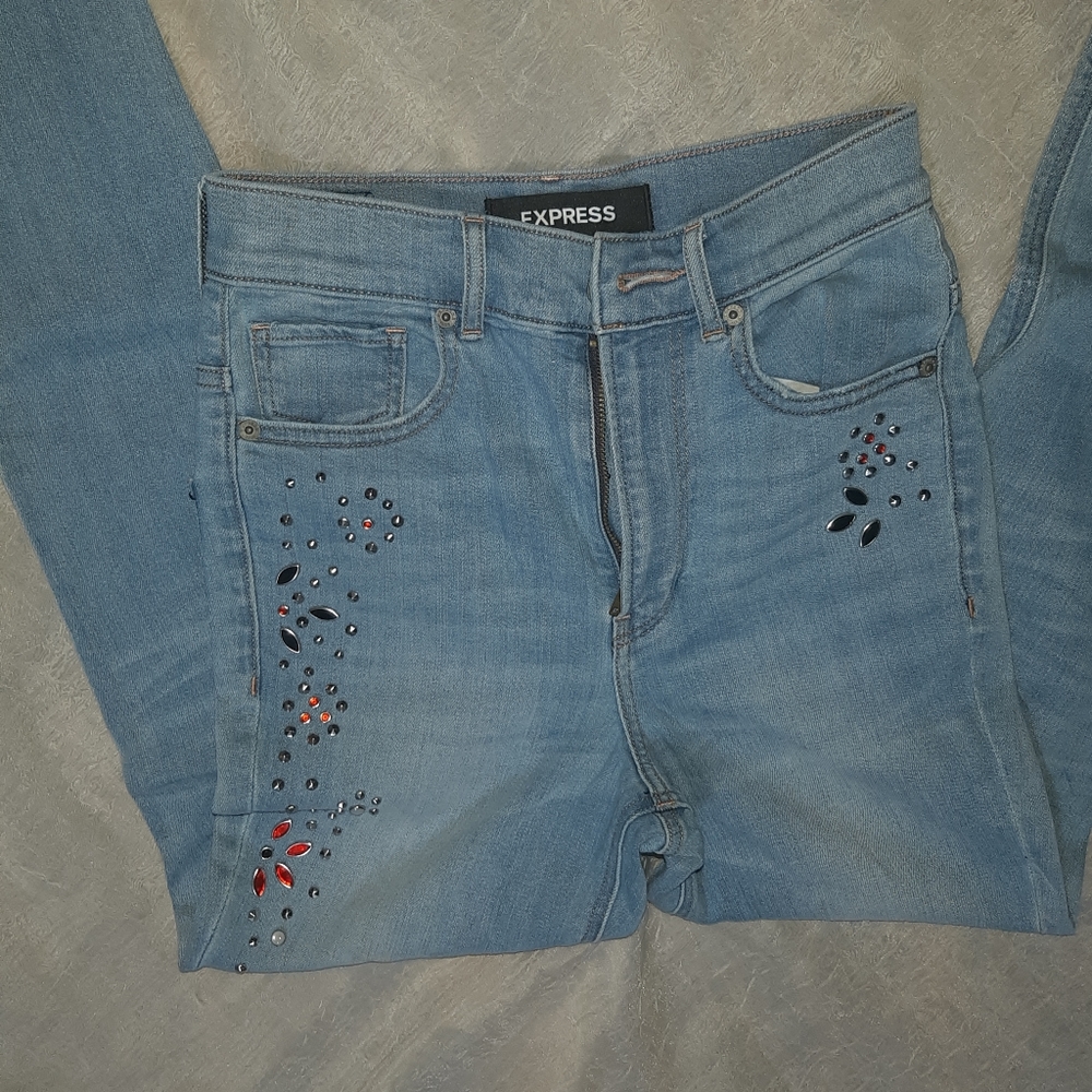 Bling Jeweled High-Rise Skinny Jeans        ☆ - Picture 6 of 7